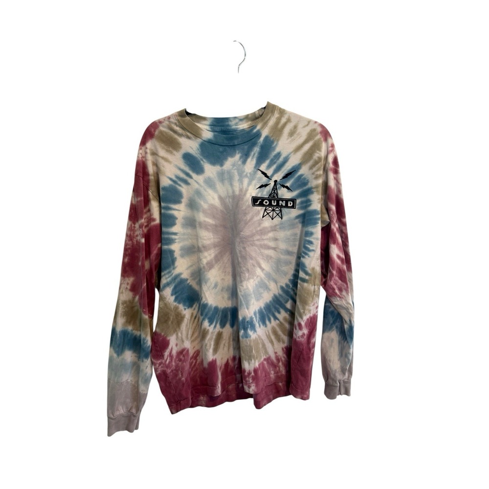 JUST DON The Sound Record Row Long Sleeve Tie Dye T-Shirt Mens L Crew Neck